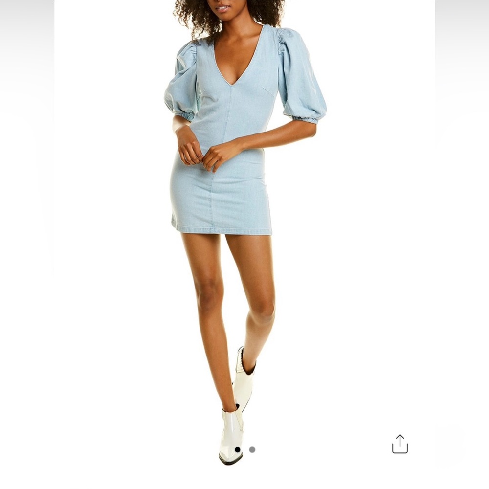 Moonsea denim puff sleeve mini dress S